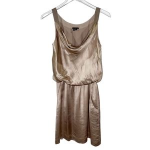 Theory XS Metallic Gold Jalira Dress Shimmer Cocktail Blouson Sleeveless